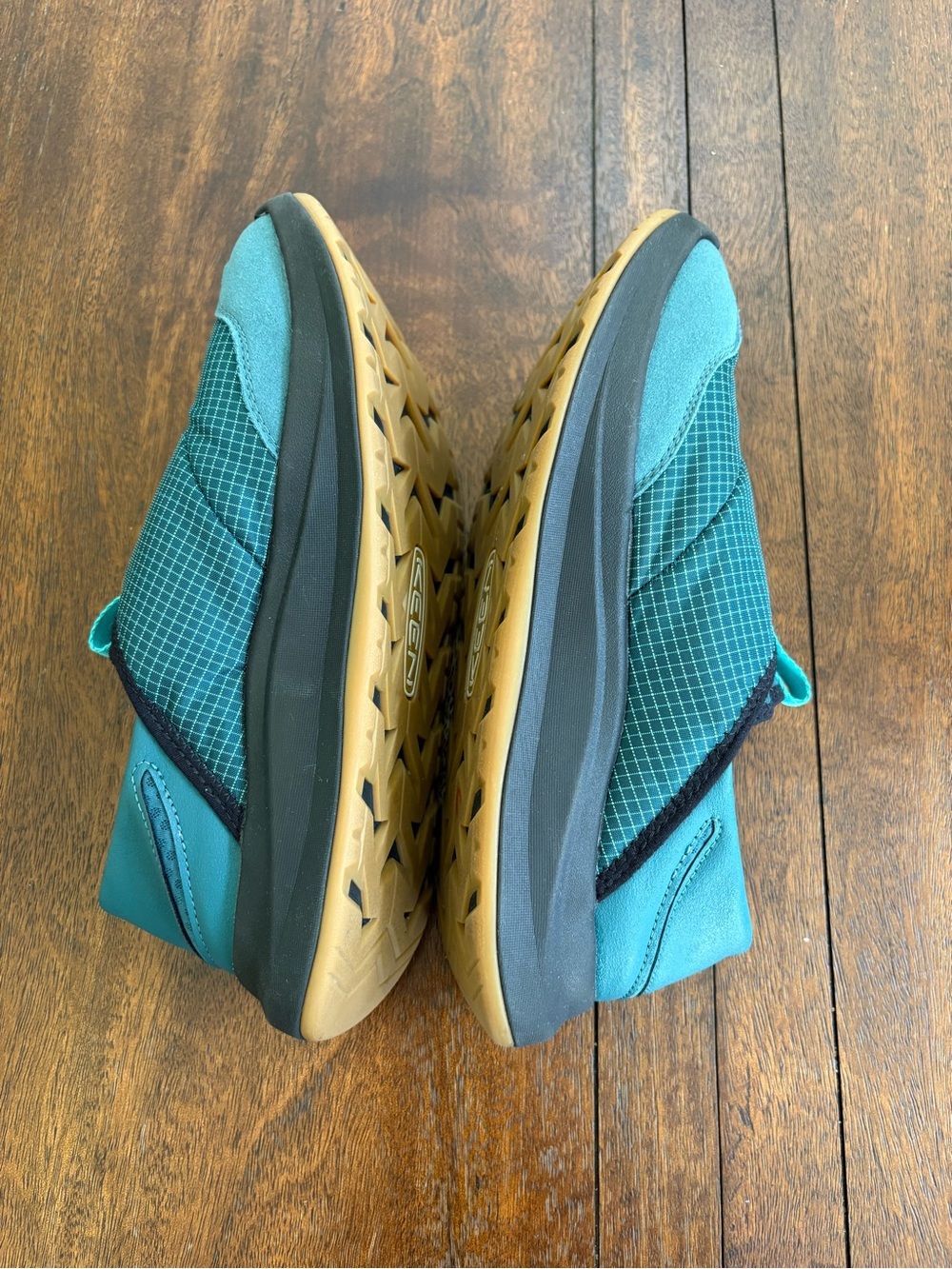 KEEN Whyser Slip On Shoes Women 9 Teal Grid Pattern Ripstop Camp Gorpcore - Picture 5 of 8